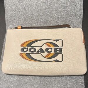 Brand New Coach Cream and Brown Wristlet